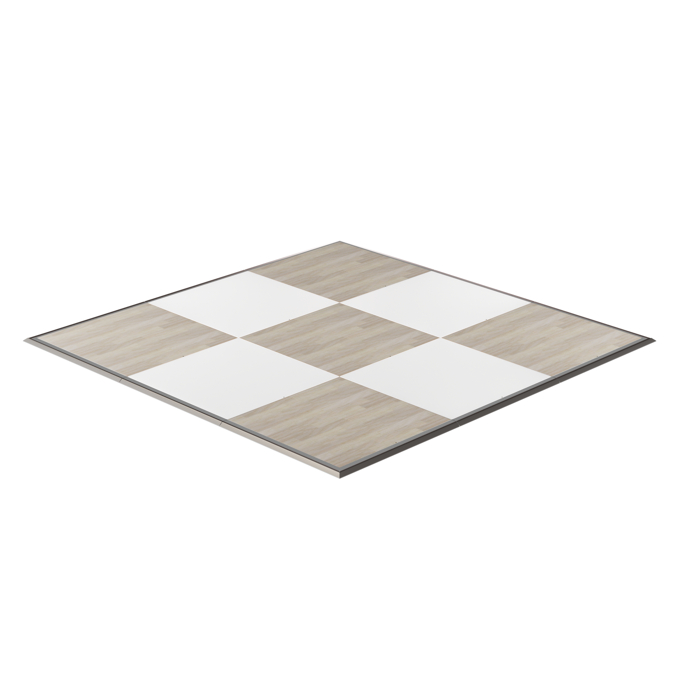 California Portable Dance Floor | Maple Plank and White Checker Laminate Kit | 4'x4' Panels