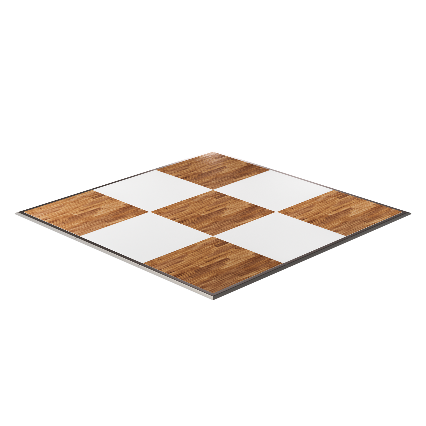 California Portable Dance Floor | New England Plank and White Checker Laminate Kit | 4'x4' Panels