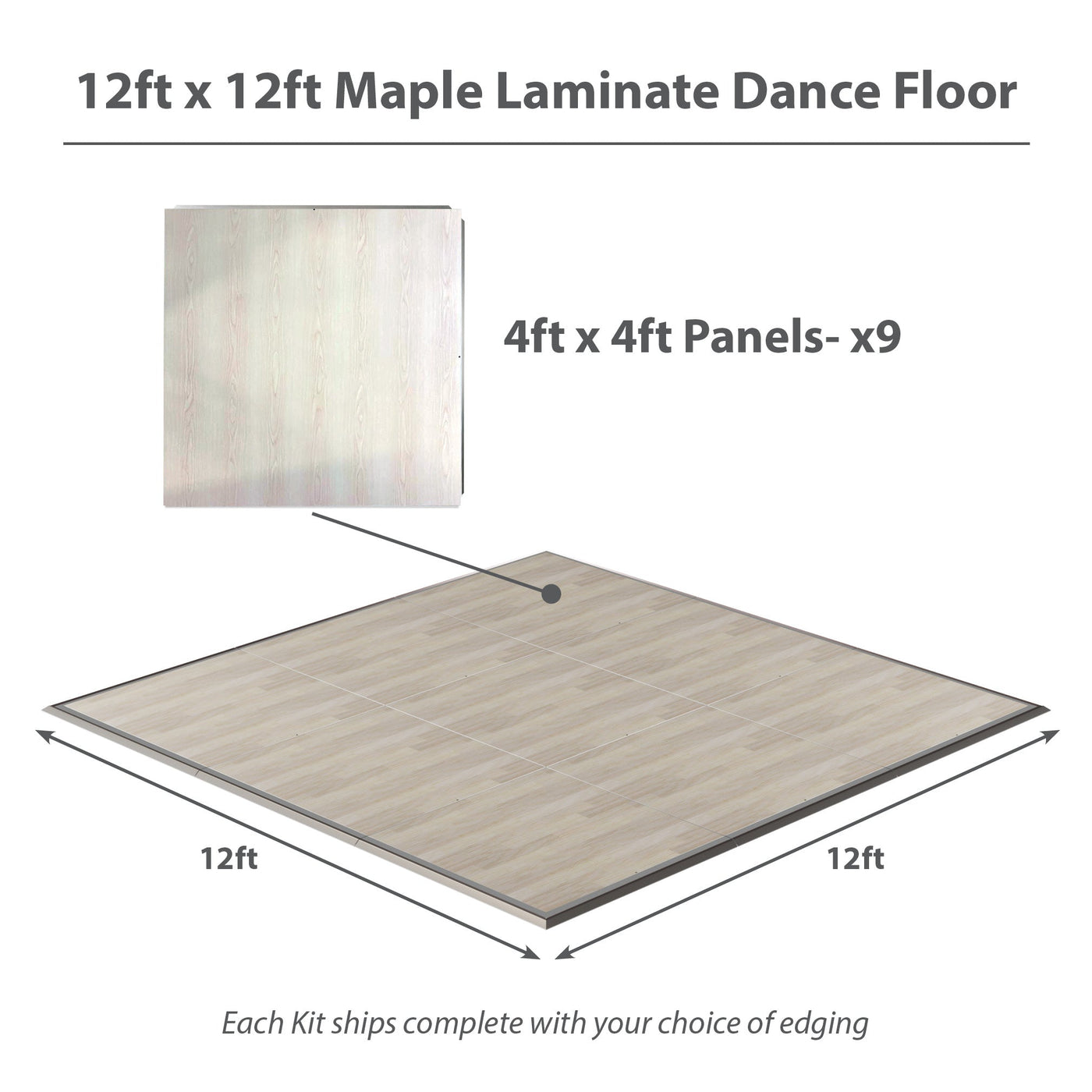 California Portable Dance Floor | Maple Plank Laminate Kit | 4'x4' Panels