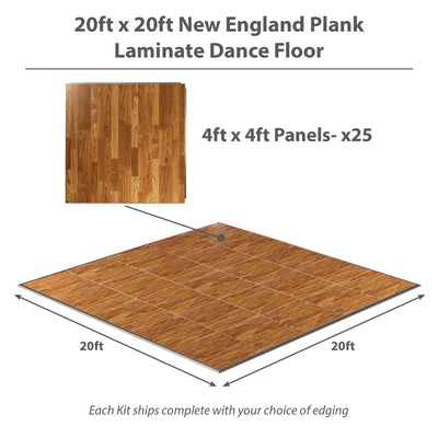 California Portable Dance Floor | New England Plank Laminate Kit | 4'x4' Panels