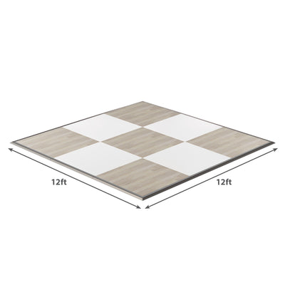 California Portable Dance Floor | Maple Plank and White Checker Laminate Kit | 4'x4' Panels