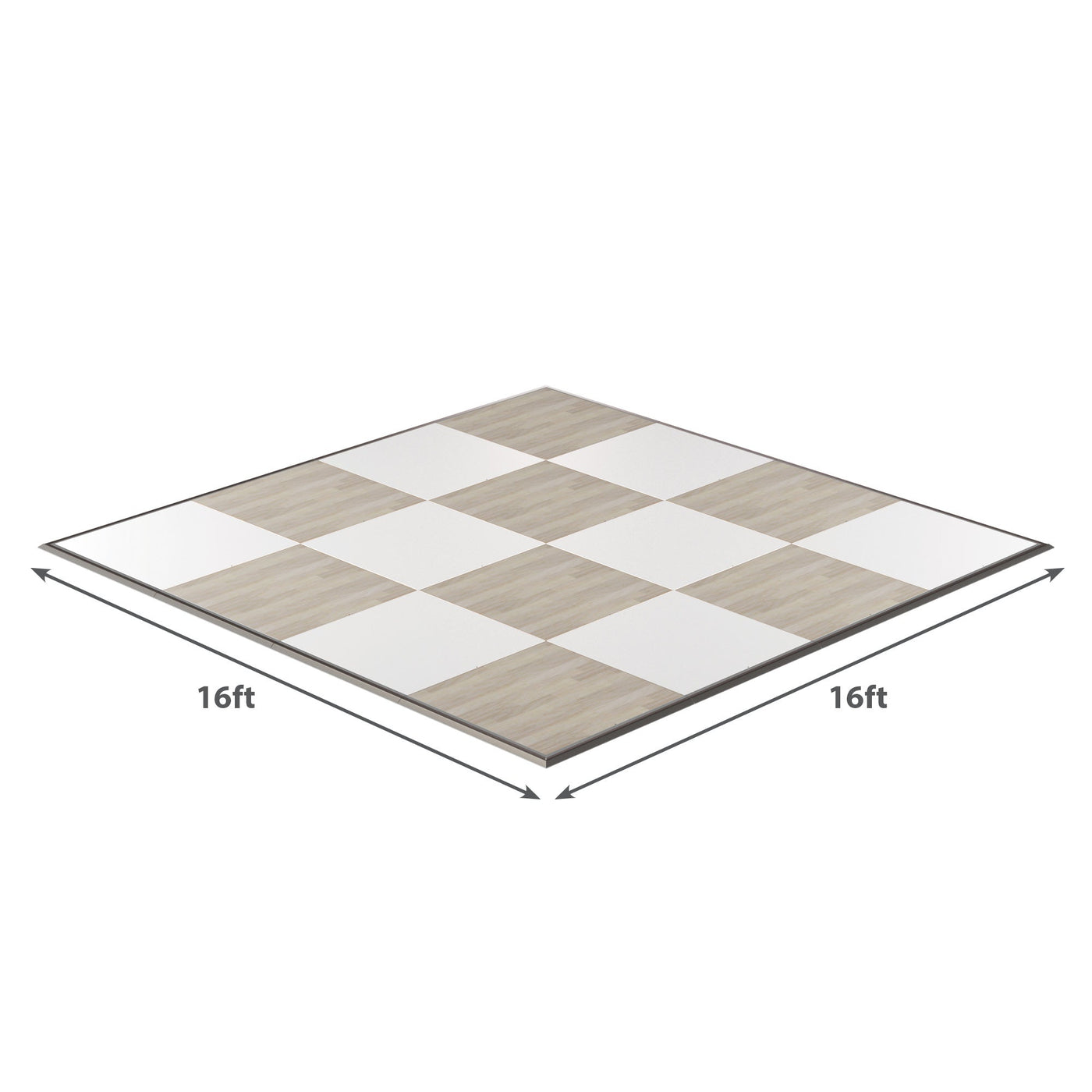 California Portable Dance Floor | Maple Plank and White Checker Laminate Kit | 4'x4' Panels