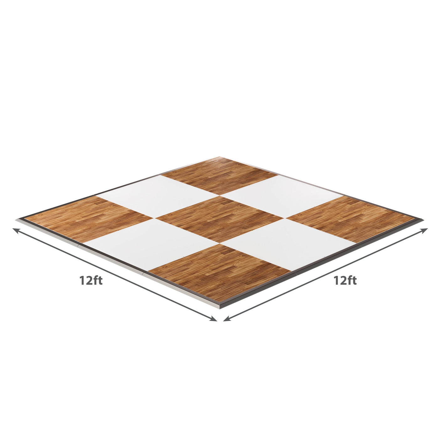 California Portable Dance Floor | New England Plank and White Checker Laminate Kit | 4'x4' Panels