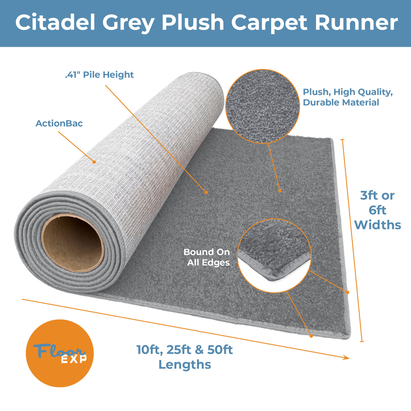 Plush Carpet Runners | Citadel Grey