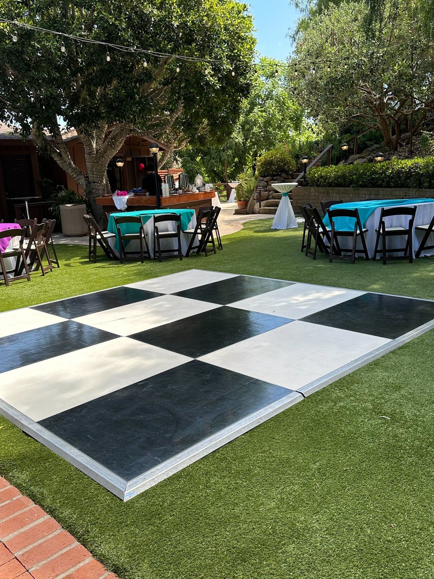 California Portable Dance Floor | Black and White Checker Laminate Kit | 4'x4' Panels