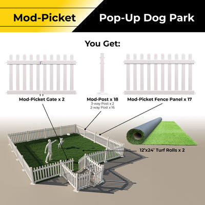 Mod-Fence Pop-Up Dog Fence Park Kit | 24'x24'